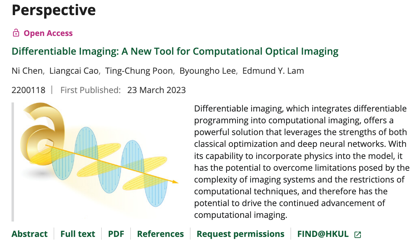 Perspective on Differentiable imaging is published!