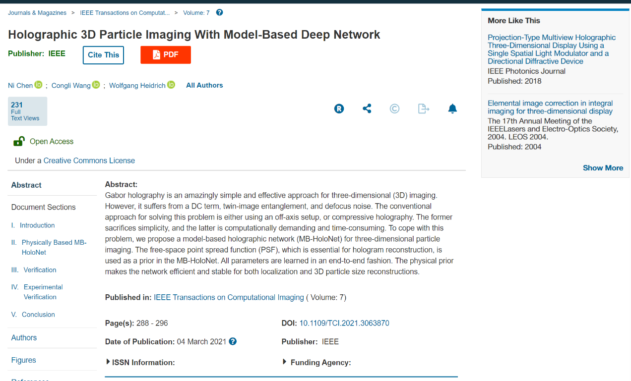 Model-based HoloNet got accepted by IEEE TCI!